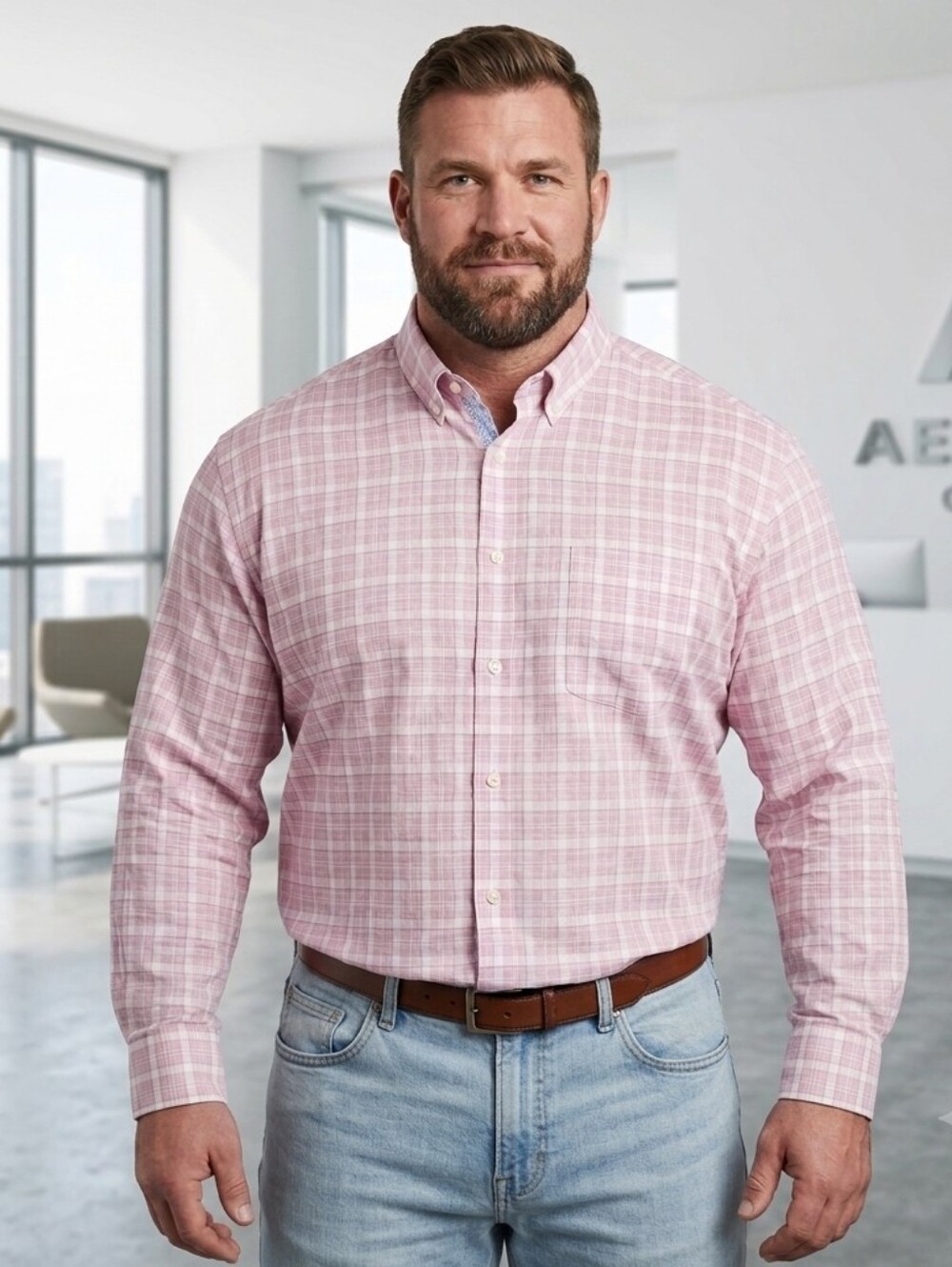 LNWOT Joseph ABOUND MAUVE/PINK Plaid Button Down Shirt NON-IRON*CLASSIC FIT* XLT